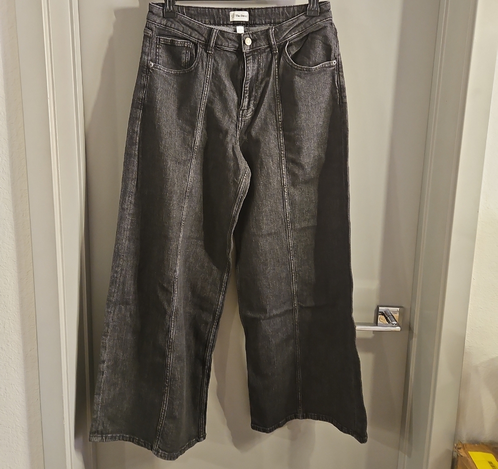 Wide Leg Black Denim Jeans